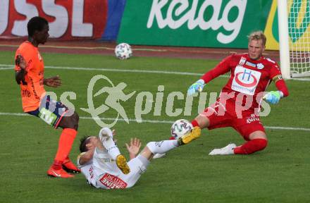 Fussball. Tipico Bundesliga. RZ Pellets WAC gegen TSV Prolactal Hartberg.  Michael Liendl, (WAC),  Rene Swete  (Hartberg). Wolfsberg, am 10.6.2020.
Foto: Kuess
www.qspictures.net

---
pressefotos, pressefotografie, kuess, qs, qspictures, sport, bild, bilder, bilddatenbank