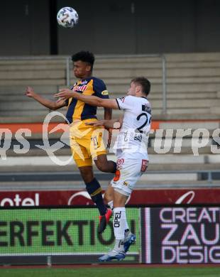 Fussball. Tipico Bundesliga. RZ Pellets WAC gegen Red Bull Salzburg. Dominik Baumgartner, (WAC),  Karim Adeyemi  (Salzburg). Wolfsberg, am 17.6.2020.
Foto: Kuess
www.qspictures.net

---
pressefotos, pressefotografie, kuess, qs, qspictures, sport, bild, bilder, bilddatenbank