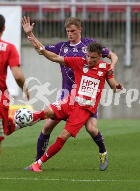 Fussball. 2. Liga. SK Austria Klagenfurt gegen Grazer AK 1902. Scott Fitzgerald Kennedy (Klagenfurt),  Slobodan Mihajlovic (Graz). Klagenfurt, am 23.6.2020.
Foto: Kuess
www.qspictures.net
---
pressefotos, pressefotografie, kuess, qs, qspictures, sport, bild, bilder, bilddatenbank