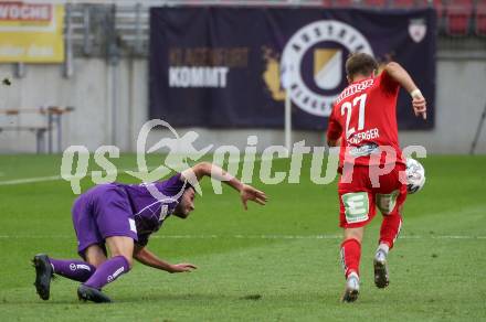 Fussball. 2. Liga. SK Austria Klagenfurt gegen Grazer AK 1902. Polydoros Gkezos (Klagenfurt), Benjamin Rosenberger (Graz). Klagenfurt, am 23.6.2020.
Foto: Kuess
www.qspictures.net
---
pressefotos, pressefotografie, kuess, qs, qspictures, sport, bild, bilder, bilddatenbank