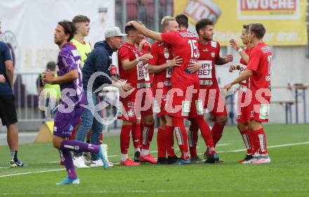 Fussball. 2. Liga. SK Austria Klagenfurt gegen Grazer AK 1902.  Torjubel Martin Harrer, Lukas Graf  (Graz). Klagenfurt, am 23.6.2020.
Foto: Kuess
www.qspictures.net
---
pressefotos, pressefotografie, kuess, qs, qspictures, sport, bild, bilder, bilddatenbank