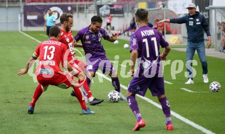 Fussball. 2. Liga. SK Austria Klagenfurt gegen Grazer AK 1902. Maximiliano Moreira Romero, Okan Aydin, (Klagenfurt), Dominik Hackinger, Marco Perchtold (Graz). Klagenfurt, am 23.6.2020.
Foto: Kuess
www.qspictures.net
---
pressefotos, pressefotografie, kuess, qs, qspictures, sport, bild, bilder, bilddatenbank