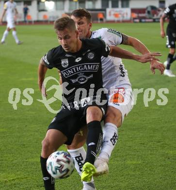 Fussball. Tipico Bundesliga. RZ Pellets WAC gegen SK Sturm Graz.  Lukas Schmitz,  (WAC),  Thorsten Roecher (Graz). Wolfsberg, am 24.6.2020.
Foto: Kuess
www.qspictures.net

---
pressefotos, pressefotografie, kuess, qs, qspictures, sport, bild, bilder, bilddatenbank