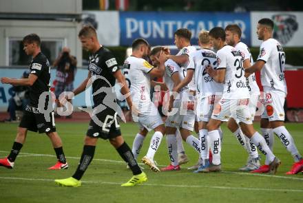 Fussball. Tipico Bundesliga. RZ Pellets WAC gegen SK Sturm Graz.  Torjubel Shon Zalman Weissman, Nemanja Rnic (WAC). Wolfsberg, am 24.6.2020.
Foto: Kuess
www.qspictures.net

---
pressefotos, pressefotografie, kuess, qs, qspictures, sport, bild, bilder, bilddatenbank