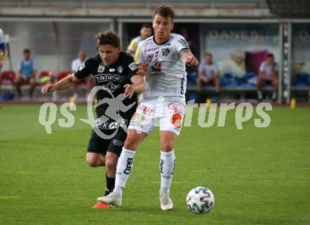 Fussball. Tipico Bundesliga. RZ Pellets WAC gegen SK Sturm Graz. Lukas Schmitz,  (WAC), Christoph Leitgeb  (Graz). Wolfsberg, am 24.6.2020.
Foto: Kuess
www.qspictures.net

---
pressefotos, pressefotografie, kuess, qs, qspictures, sport, bild, bilder, bilddatenbank