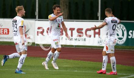 Fussball. Tipico Bundesliga. RZ Pellets WAC gegen SK Sturm Graz. Torjubel Lukas Schoefl, Christopher Wernitznig, Shon Zalman Weissman (WAC). Wolfsberg, am 24.6.2020.
Foto: Kuess
www.qspictures.net

---
pressefotos, pressefotografie, kuess, qs, qspictures, sport, bild, bilder, bilddatenbank