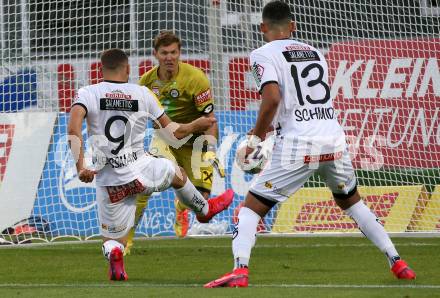 Fussball. Tipico Bundesliga. RZ Pellets WAC gegen SK Sturm Graz.  Shon Zalman Weissman, (WAC),  Joerg Siebenhandl  (Graz). Wolfsberg, am 24.6.2020.
Foto: Kuess
www.qspictures.net

---
pressefotos, pressefotografie, kuess, qs, qspictures, sport, bild, bilder, bilddatenbank