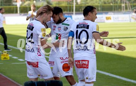 Fussball. Tipico Bundesliga. RZ Pellets WAC gegen SK Rapid Wien.  Torjubel Marc Andre Schmerboeck, Nemanja Rnic, Stefan Liendl (WAC). Wolfsberg, am 5.7.2020.
Foto: Kuess
www.qspictures.net

---
pressefotos, pressefotografie, kuess, qs, qspictures, sport, bild, bilder, bilddatenbank