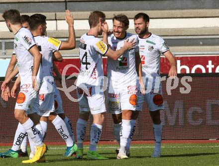 Fussball. Tipico Bundesliga. RZ Pellets WAC gegen SK Rapid Wien. Torjubel Marc Andre Schmerboeck, Christopher Wernitznig, Nemanja Rnic (WAC). Wolfsberg, am 5.7.2020.
Foto: Kuess
www.qspictures.net

---
pressefotos, pressefotografie, kuess, qs, qspictures, sport, bild, bilder, bilddatenbank