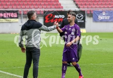 Fussball. 2. Liga. SK Austria Klagenfurt gegen Floridsdorfer AC Wien.  Jubel Matthias Imhof, Okan Aydin (Klagenfurt). Klagenfurt, am 18.7.2020.
Foto: Kuess
www.qspictures.net
---
pressefotos, pressefotografie, kuess, qs, qspictures, sport, bild, bilder, bilddatenbank