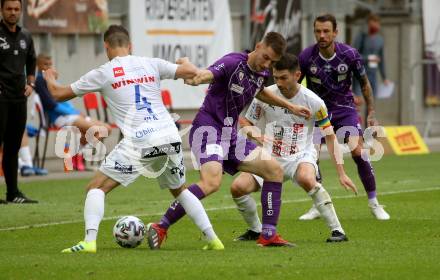 Fussball. 2. Liga. SK Austria Klagenfurt gegen Floridsdorfer AC Wien.  Petar Zubak (Klagenfurt), Bernhard Fila, Mirnes Becirovic  (FAC Wien). Klagenfurt, am 18.7.2020.
Foto: Kuess
www.qspictures.net
---
pressefotos, pressefotografie, kuess, qs, qspictures, sport, bild, bilder, bilddatenbank