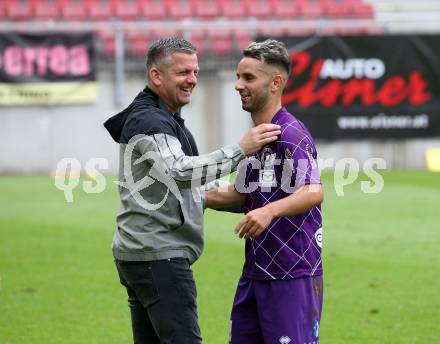 Fussball. 2. Liga. SK Austria Klagenfurt gegen Floridsdorfer AC Wien.  Jubel Matthias Imhof, Okan Aydin (Klagenfurt). Klagenfurt, am 18.7.2020.
Foto: Kuess
www.qspictures.net
---
pressefotos, pressefotografie, kuess, qs, qspictures, sport, bild, bilder, bilddatenbank