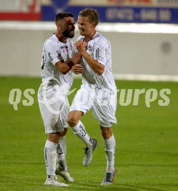 Fussball. 2. Liga. Amstetten gegen SK Austria Klagenfurt. Torjubel Kosmas Gkezos, Patrick Greil (Klagenfurt). Amstetten, am 24.7.2020.
Foto: Kuess
www.qspictures.net
---
pressefotos, pressefotografie, kuess, qs, qspictures, sport, bild, bilder, bilddatenbank