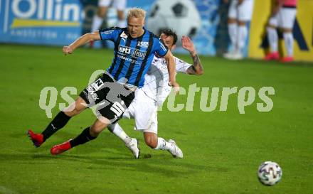 Fussball. 2. Liga. Amstetten gegen SK Austria Klagenfurt.  David Peham (Amstetten), Philipp Huetter, (Klagenfurt). Amstetten, am 24.7.2020.
Foto: Kuess
www.qspictures.net
---
pressefotos, pressefotografie, kuess, qs, qspictures, sport, bild, bilder, bilddatenbank