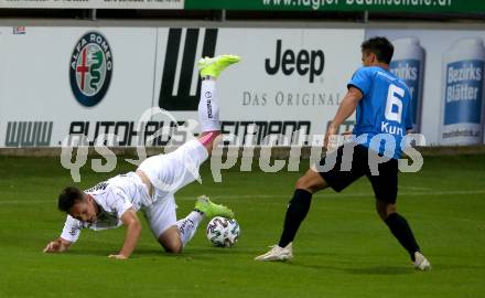 Fussball. 2. Liga. Amstetten gegen SK Austria Klagenfurt.  Kurt Can (Amstetten), Oliver Markoutz, (Klagenfurt). Amstetten, am 24.7.2020.
Foto: Kuess
www.qspictures.net
---
pressefotos, pressefotografie, kuess, qs, qspictures, sport, bild, bilder, bilddatenbank