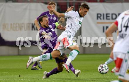 Fussball. 2. Liga. SK Austria Klagenfurt gegen Wacker Innsbruck.  Philipp Huetter, (Klagenfurt),  Murat Satin (Innsbruck). Klagenfurt, am 31.7.2020.
Foto: Kuess
www.qspictures.net
---
pressefotos, pressefotografie, kuess, qs, qspictures, sport, bild, bilder, bilddatenbank