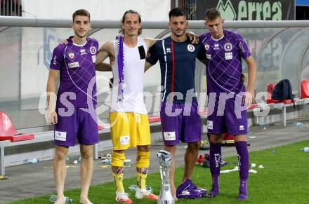 Fussball. 2. Liga. SK Austria Klagenfurt gegen Wacker Innsbruck.  Petar Zubak, Zan Pelko, Darijo Pecirep, Ivan Saravanja (Klagenfurt). Klagenfurt, am 31.7.2020.
Foto: Kuess
www.qspictures.net
---
pressefotos, pressefotografie, kuess, qs, qspictures, sport, bild, bilder, bilddatenbank