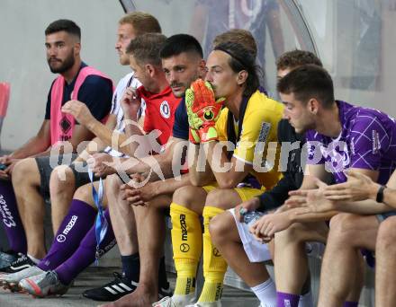 Fussball. 2. Liga. SK Austria Klagenfurt gegen Wacker Innsbruck.  Darijo Pecirep, Zan Pelko (Klagenfurt). Klagenfurt, am 31.7.2020.
Foto: Kuess
www.qspictures.net
---
pressefotos, pressefotografie, kuess, qs, qspictures, sport, bild, bilder, bilddatenbank