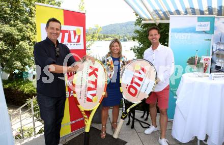 Tennis. WTA-Turnier in Poertschach. Pressekonferenz. Alexander Antonitsch, Christina Toth, Gernot Dreier. Poertschach, 6.8.2020. 
Foto: Kuess 
---
pressefotos, pressefotografie, kuess, qs, qspictures, sport, bild, bilder, bilddatenbank