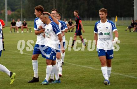 Fussball Kaerntner Liga. Kraig gegen Treibach.  Torjubel Vahid Muharemovic (Treibach). Kraig, am 7.8.2020.
Foto: Kuess
---
pressefotos, pressefotografie, kuess, qs, qspictures, sport, bild, bilder, bilddatenbank