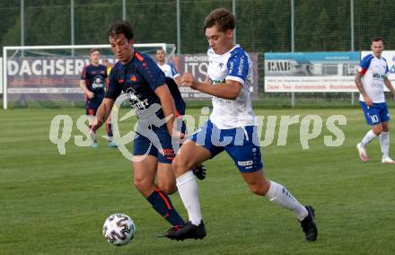 Fussball Kaerntner Liga. Kraig gegen Treibach. Alexander Johannes Kampitsch
 (Kraig), Daniel Werner Grilz  (Treibach). Kraig, am 7.8.2020.
Foto: Kuess
---
pressefotos, pressefotografie, kuess, qs, qspictures, sport, bild, bilder, bilddatenbank