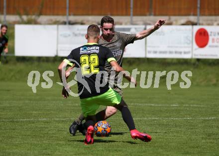 Fussball. 2. Klasse B. Kleinkirchheim gegen Draschitz. Thomas Alexander Dabernig (Kleinkirchheim),   Daniel Brenndoerfer (Draschitz). Kleinkirchheim, 1.8.2020.
Foto: Kuess
---
pressefotos, pressefotografie, kuess, qs, qspictures, sport, bild, bilder, bilddatenbank