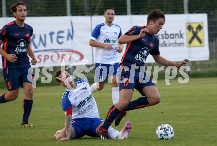 Fussball Kaerntner Liga. Kraig gegen Treibach.  Alexander Johannes Kampitsch (Kraig), Kevin Vaschauner (Treibach). Kraig, am 7.8.2020.
Foto: Kuess
---
pressefotos, pressefotografie, kuess, qs, qspictures, sport, bild, bilder, bilddatenbank