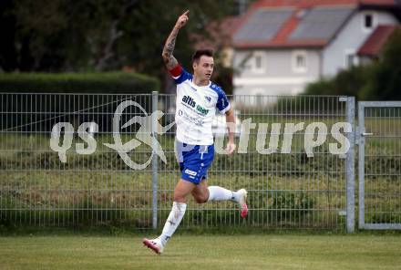 Fussball Kaerntner Liga. Kraig gegen Treibach.  Torjubel Kevin Vaschauner (Treibach). Kraig, am 7.8.2020.
Foto: Kuess
---
pressefotos, pressefotografie, kuess, qs, qspictures, sport, bild, bilder, bilddatenbank