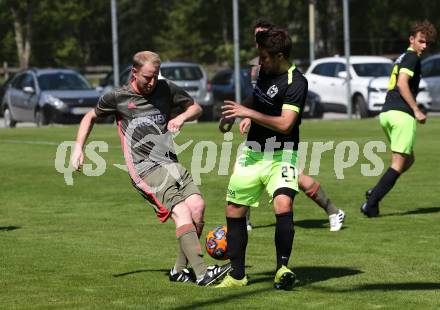 Fussball. 2. Klasse B. Kleinkirchheim gegen Draschitz. Thomas Gruber (Kleinkirchheim),   Raphael Martinz (Draschitz). Kleinkirchheim, 1.8.2020.
Foto: Kuess
---
pressefotos, pressefotografie, kuess, qs, qspictures, sport, bild, bilder, bilddatenbank