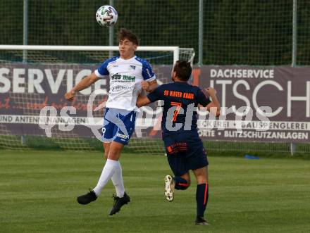 Fussball Kaerntner Liga. Kraig gegen Treibach. Georg Pirker (Kraig),  Daniel Werner Grilz (Treibach). Kraig, am 7.8.2020.
Foto: Kuess
---
pressefotos, pressefotografie, kuess, qs, qspictures, sport, bild, bilder, bilddatenbank