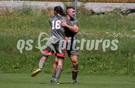 Fussball. 2. Klasse B. Kleinkirchheim gegen Draschitz. Torjubel Luciano Angelo Dos Santos, Rafael Lax (Kleinkirchheim),   (Draschitz). Kleinkirchheim, 1.8.2020.
Foto: Kuess
---
pressefotos, pressefotografie, kuess, qs, qspictures, sport, bild, bilder, bilddatenbank