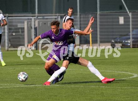 Fussball. Unterliga Ost. Austria Klagenfurt Amateure gegen ASK Klagenfurt. Fabio Markelic (Austria Klagenfurt Amat.), Niko Maric  (ASK Klagenfurt). Klagenfurt, 9.8.2020.
Foto: Kuess
---
pressefotos, pressefotografie, kuess, qs, qspictures, sport, bild, bilder, bilddatenbank