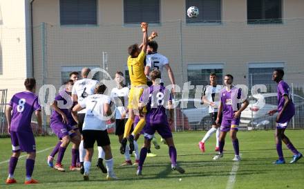 Fussball. Unterliga Ost. Austria Klagenfurt Amateure gegen ASK Klagenfurt. Kristijan Kondic (Austria Klagenfurt Amat.),  Kristjan Draksler (ASK Klagenfurt). Klagenfurt, 9.8.2020.
Foto: Kuess
---
pressefotos, pressefotografie, kuess, qs, qspictures, sport, bild, bilder, bilddatenbank
