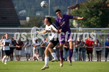 Fussball. Unterliga Ost. Austria Klagenfurt Amateure gegen ASK Klagenfurt. Ambrozije Soldo, (Austria Klagenfurt Amat.),   Lukas Lausegger (ASK Klagenfurt). Klagenfurt, 9.8.2020.
Foto: Kuess
---
pressefotos, pressefotografie, kuess, qs, qspictures, sport, bild, bilder, bilddatenbank