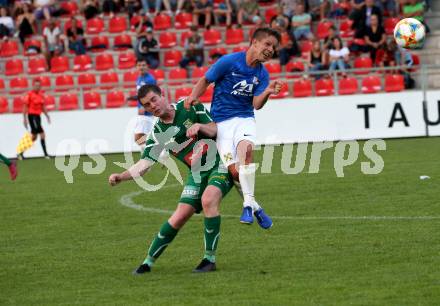 Fussball. Unterliga West. Matrei gegen Lienz. Mathias Schneeberger (Matrei),  Johannes Peter Ganner (Lienz). Matrei, 15.8.2020.
Foto: Kuess
---
pressefotos, pressefotografie, kuess, qs, qspictures, sport, bild, bilder, bilddatenbank