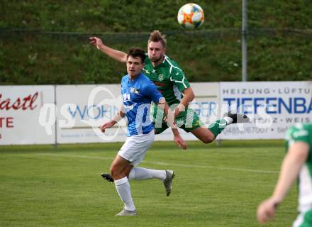 Fussball. Unterliga West. Matrei gegen Lienz. Fabio Pargger (Matrei),  Florian Unterweger (Lienz). Matrei, 15.8.2020.
Foto: Kuess
---
pressefotos, pressefotografie, kuess, qs, qspictures, sport, bild, bilder, bilddatenbank