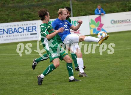 Fussball. Unterliga West. Matrei gegen Lienz.  Mario Anton Berger (Matrei), Lukas Matthias Lassnig (Lienz). Matrei, 15.8.2020.
Foto: Kuess
---
pressefotos, pressefotografie, kuess, qs, qspictures, sport, bild, bilder, bilddatenbank