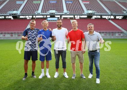 Fussball. 2. Liga. SK Austria Klagenfurt. Robert Micheu, Patrick Greil, Markus Pink, Christopher Cvetko, Matthias Imhof. Klagenfurt, am 17.8.2020.
Foto: Kuess
www.qspictures.net
---
pressefotos, pressefotografie, kuess, qs, qspictures, sport, bild, bilder, bilddatenbank