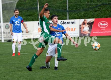 Fussball. Unterliga West. Matrei gegen Lienz. Manuel Hanser (Matrei),  Vasile-Laurentiu Nemes (Lienz). Matrei, 15.8.2020.
Foto: Kuess
---
pressefotos, pressefotografie, kuess, qs, qspictures, sport, bild, bilder, bilddatenbank