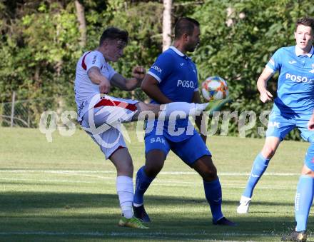 Fussball. Kaerntner Liga. Atus Ferlach gegen SAK. Hannes Marcel Schwarz (Ferlach), Murat Veliu (SAK). Ferlach, 22.8.2020.
Foto: Kuess
---
pressefotos, pressefotografie, kuess, qs, qspictures, sport, bild, bilder, bilddatenbank