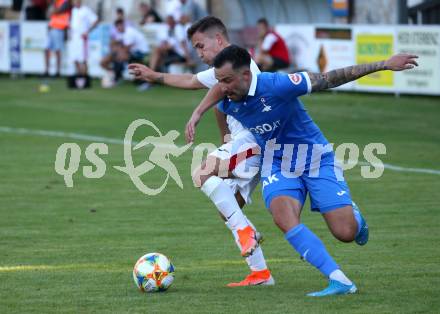 Fussball. Kaerntner Liga. Atus Ferlach gegen SAK. Dominik Mak (Ferlach), Alen Muharemovic (SAK). Ferlach, 22.8.2020.
Foto: Kuess
---
pressefotos, pressefotografie, kuess, qs, qspictures, sport, bild, bilder, bilddatenbank