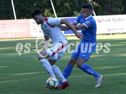 Fussball. Kaerntner Liga. Atus Ferlach gegen SAK. Stephan Buergler (Ferlach), Zdravko Koletnik (SAK). Ferlach, 22.8.2020.
Foto: Kuess
---
pressefotos, pressefotografie, kuess, qs, qspictures, sport, bild, bilder, bilddatenbank