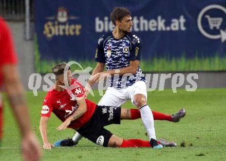 Fussball OEFB Cup. SK Austria KLagenfurt gegen Stadl-Paura. Torsten Mahrer, (Klagenfurt), Edwin Skrgic (Stadl-Paura). KLagenfurt, am 28.8.2020.
Foto: Kuess
---
pressefotos, pressefotografie, kuess, qs, qspictures, sport, bild, bilder, bilddatenbank