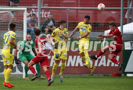 Fussball OEFB Cup. ATSV Wolfsberg gegen St. Poelten.  Bastian Rupp, Noah Mueller (Wolfsberg),  Christoph Riegler, Ahmet Muhamedbegovic (St. Poelten). Wolfsberg, am 29.8.2020.
Foto: Kuess
---
pressefotos, pressefotografie, kuess, qs, qspictures, sport, bild, bilder, bilddatenbank