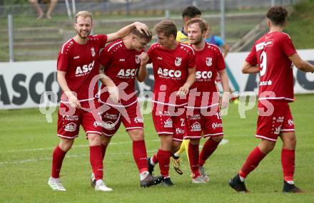 Fussball OEFB Cup. ATSV Wolfsberg gegen St. Poelten.  Torjubel Marco Michael Penz, Alexander Franz Kienleitner, Noah Mueller, Hubert Kothmaier (Wolfsberg). Wolfsberg, am 29.8.2020.
Foto: Kuess
---
pressefotos, pressefotografie, kuess, qs, qspictures, sport, bild, bilder, bilddatenbank