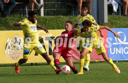 Fussball OEFB Cup. ATSV Wolfsberg gegen St. Poelten. Patrick Pfennich,  (Wolfsberg),  George Davies, Robert Ljubicic (St. Poelten). Wolfsberg, am 29.8.2020.
Foto: Kuess
---
pressefotos, pressefotografie, kuess, qs, qspictures, sport, bild, bilder, bilddatenbank