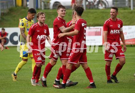 Fussball OEFB Cup. ATSV Wolfsberg gegen St. Poelten.  Torjubel Hubert Kothmaier, Alexander Franz Kienleitner, Bastian Rupp, Patrick Pfennich (Wolfsberg). Wolfsberg, am 29.8.2020.
Foto: Kuess
---
pressefotos, pressefotografie, kuess, qs, qspictures, sport, bild, bilder, bilddatenbank