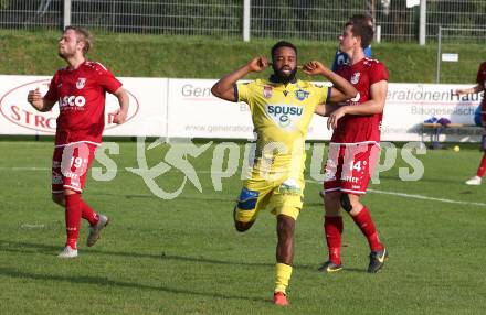 Fussball OEFB Cup. ATSV Wolfsberg gegen St. Poelten.  Torjubel George Davies   (St. Poelten). Wolfsberg, am 29.8.2020.
Foto: Kuess
---
pressefotos, pressefotografie, kuess, qs, qspictures, sport, bild, bilder, bilddatenbank