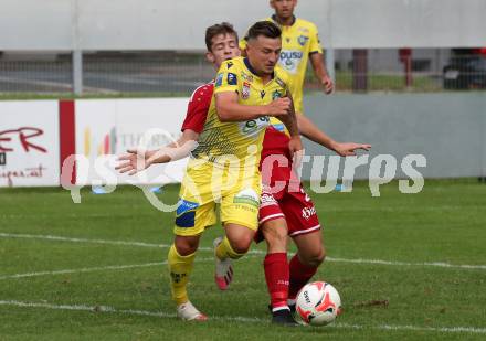 Fussball OEFB Cup. ATSV Wolfsberg gegen St. Poelten. Noah Mueller,  (Wolfsberg), Nicolas Meister   (St. Poelten). Wolfsberg, am 29.8.2020.
Foto: Kuess
---
pressefotos, pressefotografie, kuess, qs, qspictures, sport, bild, bilder, bilddatenbank