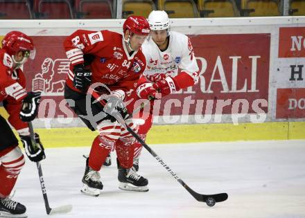 Eishockey Bundesliga Testspiel. EC KAC gegen HDD Jesenice.  Niklas Wuerschl,  (KAC),  Andrej Hebar (Jesenice). Klagenfurt, am 4.9.2020.
Foto: Kuess
---
pressefotos, pressefotografie, kuess, qs, qspictures, sport, bild, bilder, bilddatenbank
